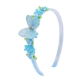 Süßer hellblauer Spitzen Schmetterling Haarreif mit Perlen und Blumen für Mädchen - Blau