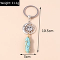 Bohemian sun moon keychain with wire-wrapped blue turquoise teardrop pendant charm - Turquoise Sun Moon Style (YZ194songshi)
