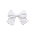 Handmade white cotton linen bow hair clip for girls with a sweet minimalist design - White