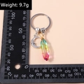 Rainbow hexagonal crystal keychain with silver moon pendant and measurement scale - Rainbow Moon Style (YZ194yueliang)