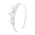 Weißer Spitzen-Schmetterling Haarreif für Mädchen mit Perlen und Blumen - Weiß