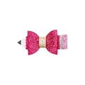 Pince à cheveux nœud crayon à paillettes rose et or pour la rentrée scolaire - Forme de Nœud Crayon / Magenta (MC6798)