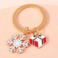 Portachiavi natalizio con fiocco di neve bianco e ciondolo a forma di pacco regalo - Fiocco Di Neve E Scatola Regalo (YZ145)