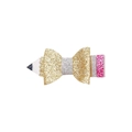 Barrette à cheveux nœud crayon à paillettes pour filles avec sequins et tissu artisanal - Forme de Nœud Crayon / Gold (MC6799)