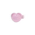 Handmade pink crochet heart hair clip with comfortable ribbon wrapped metal alligator clip - Light Pink
