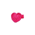 Handmade fuchsia crochet heart hair clip with soft knitted texture for kids - Rose Red