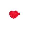 Handmade red crochet heart hair clip with cotton milk yarn and matching fabric edge - Red