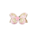 Glitzer Schmetterling Haarspange mit rosa Blumenstickerei und feiner Goldkante - Rosa 3D-Blumen Schmetterling (MC6787)