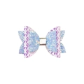 Funkelnde hellblaue Glitzer- und lila Leopardenmuster-Schleifen-Haarspange mit goldenem Ring - Blau-Violette Leoparden-Schleife (MC6788)