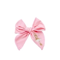 Pink handmade bow hair clip with golden embroidered ballet dancer and sequins - Dark Pink Girl