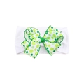 Baby Haarband mit weißem Gummiband und großer Schleife mit grünem Kleeblatt-Print - All-over Kleeblatt Druck Stil / Grün (MB6855)