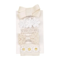 5-teiliges Set aus cremefarbenen Blumen-Stickerei- und Spitzen-Haarspangen für Babys - Cremeweiß Spitze Schleife Stil (MS6545)