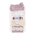 5-teiliges Haarspangen-Set für Mädchen mit lila Stickerei und Schleifen aus Stoff - Lila Stickerei Blumen Stil (MS6546)