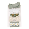 Set de 5 barrettes bébé avec broderie florale et dentelle en vert sauge et blanc élégant - Vert Haricot (MS6547)