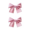 Set of two pink waffle knit bow hair clips for girls with soft vertical ribbed texture - Bowknot (MS6836) / Light Pink