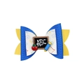 Three-layer glitter bow hair clip with ABC blackboard, apple, and pencil for back-to-school - Blue Yellow Base ABC Blackboard Red Apple Pencil Style (MC6808)
