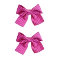 Handmade magenta waffle texture bow hair clip with double-layered rib fabric for kids - Bowknot (MS6838) / Purple Pink