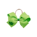 Groene ripslint strik hoofdband met klaverbladopdruk en elastische nylon band - Lichtgroen (MB6842)