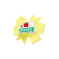 Yellow back-to-school hair bow with I Love School pencil ribbing and duckbill clip - School Love Style