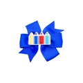 Blue grosgrain ribbon bow hair clip decorated with colorful cartoon pencils for girls - Pencil Style