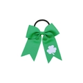 Elastico per capelli con fiocco verde in grosgrain e motivo a trifoglio per San Patrizio - verde scuro