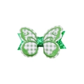 Pince à cheveux papillon vert et blanc avec broderie et paillettes pour filles - Papillon à Carreaux Vert (MC6883)