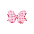 Pince à cheveux papillon à carreaux roses avec broderie et base à paillettes rouges - Papillon à Carreaux Rose (MC6884)