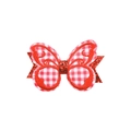 Pince à cheveux papillon vichy rouge pour filles avec broderie et détails pailletés - Papillon à Carreaux Rouge (MC6885)