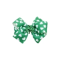 Green St. Patrick's Day hair clip with glitter shamrock and clover pattern bow - Green Print Shamrock Green Decoration / Green Bow (MC6860)