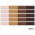 Set of 200 high-elasticity hair ties in neutral beige, yellow, and brown tones - Neutral Color Mixed (MS6899-3)