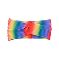 Rainbow gradient striped twist headband with elastic pleated fabric for sports and yoga - Six-Color Rainbow Gradient (MB6871)