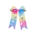 Nœud papillon arc-en-ciel en gros-grain avec motifs licorne et étoiles scintillants - Dégradé Arc-en-ciel (MC6874)