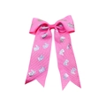 Barrette à cheveux rose en gros-grain avec motif licorne pailleté argenté pour filles - Rose Vif (MC6876)