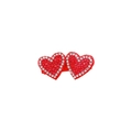 Barrettes à cheveux double cœur rouge brillant avec strass pour les tenues de fête - Barrette Double Cœur Unique (MS6897-2)