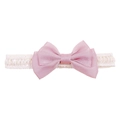 Diadema de satén rosa con doble lazo y encaje elástico blanco para bebés niñas - Rosa Púrpura