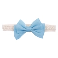 Diadema para bebé con lazo de malla azul claro y encaje blanco para niñas recién nacidas - Azul lago