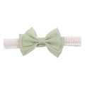 Diadema elástica para bebé con lazo grande de malla verde claro y encaje blanco - Verde Hierba
