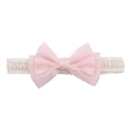 Diadema para bebé con lazo de tul rosa y encaje blanco elástico para niñas de 0-3 años - Rosa Claro