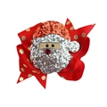Dettaglio del fiocco per capelli rosso con Babbo Natale glitter e pois dorati - Babbo Natale con Paillettes (MC957)