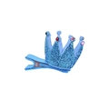 Détails de la pince à cheveux couronne à paillettes bleu ciel avec strass et ruban - Bleu