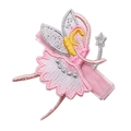 Barrette en velours rose avec broderie de princesse fée et baguette étoilée - Style Fée (MC1788 Fée)