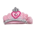 Barrette couronne en velours rose avec broderie cœur et coutures gris argenté - Style Couronne (MC1789 Couronne)