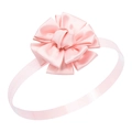 Diadema elástica para bebé con flor de rosa de satén rosa y lazo de seda suave - Rosa Rosa (MB443) / Rosa