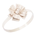 Diadema elástica para bebé con gran flor de tela de satén crema para lactantes - Rosa Blanca (MB441) / Blanco