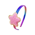 Regenbogen-Haarreif für Mädchen mit einem rosa glitzernden Stern aus Bouclé - Rosa Stern