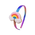 Regenbogen-Haarreif für Mädchen mit Plüsch-Stickerei-Wolken und bunten Pailletten - Regenbogen