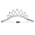 Silver glitter crown headband for toddlers with central pearl and rhinestone accents - Silver