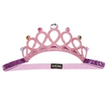 Pink glitter crown headband for babies with colorful rhinestones and purple elastic band - Pink