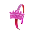 Sparkling rhinestone crown headband for girls in vibrant rose red with soft fabric texture - Crown