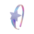 Rainbow gradient girls headband with sparkling rhinestone star and colorful sequins - Star